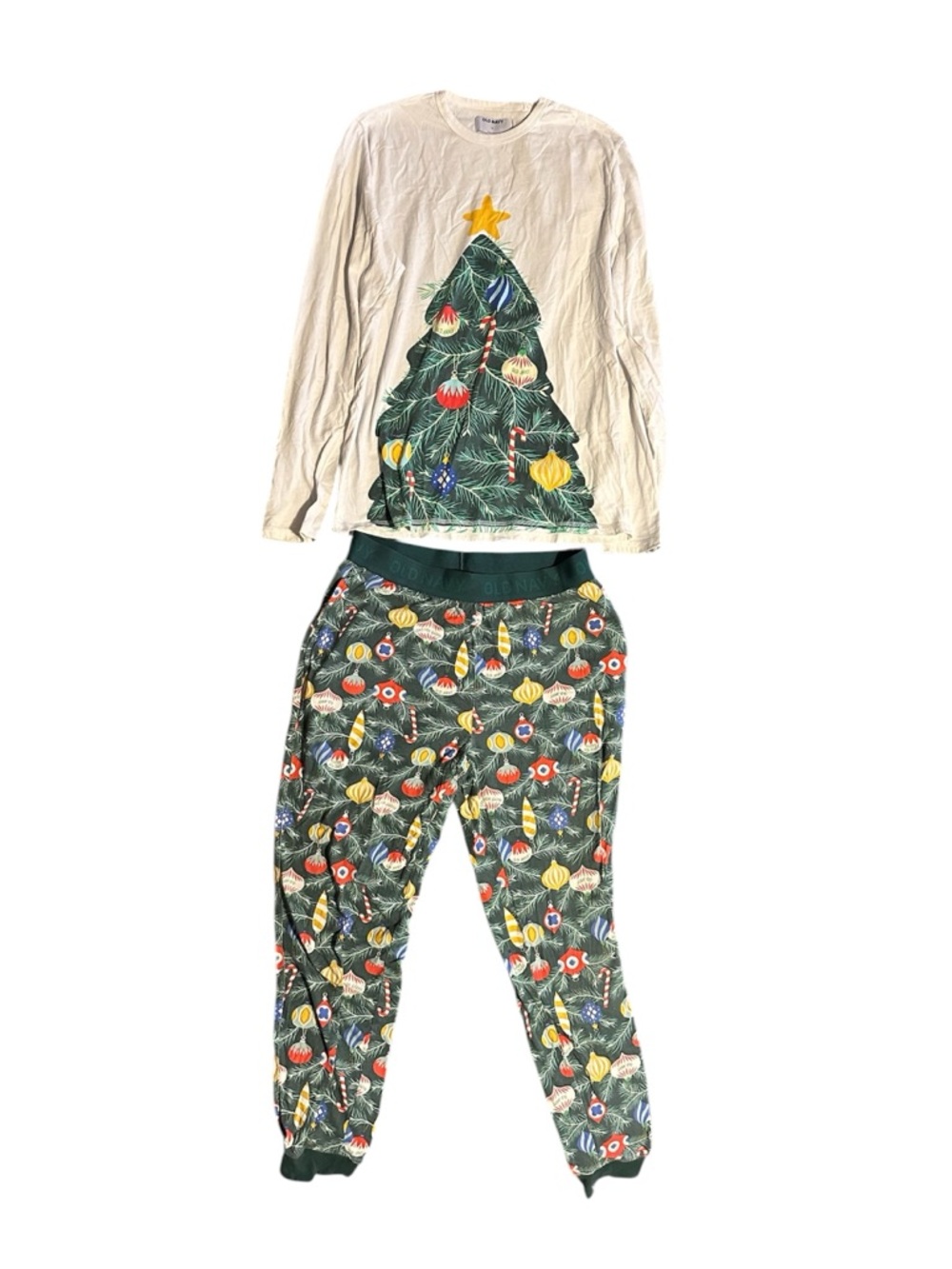 Old Navy Christmas Tree Pajama Set - Green & White